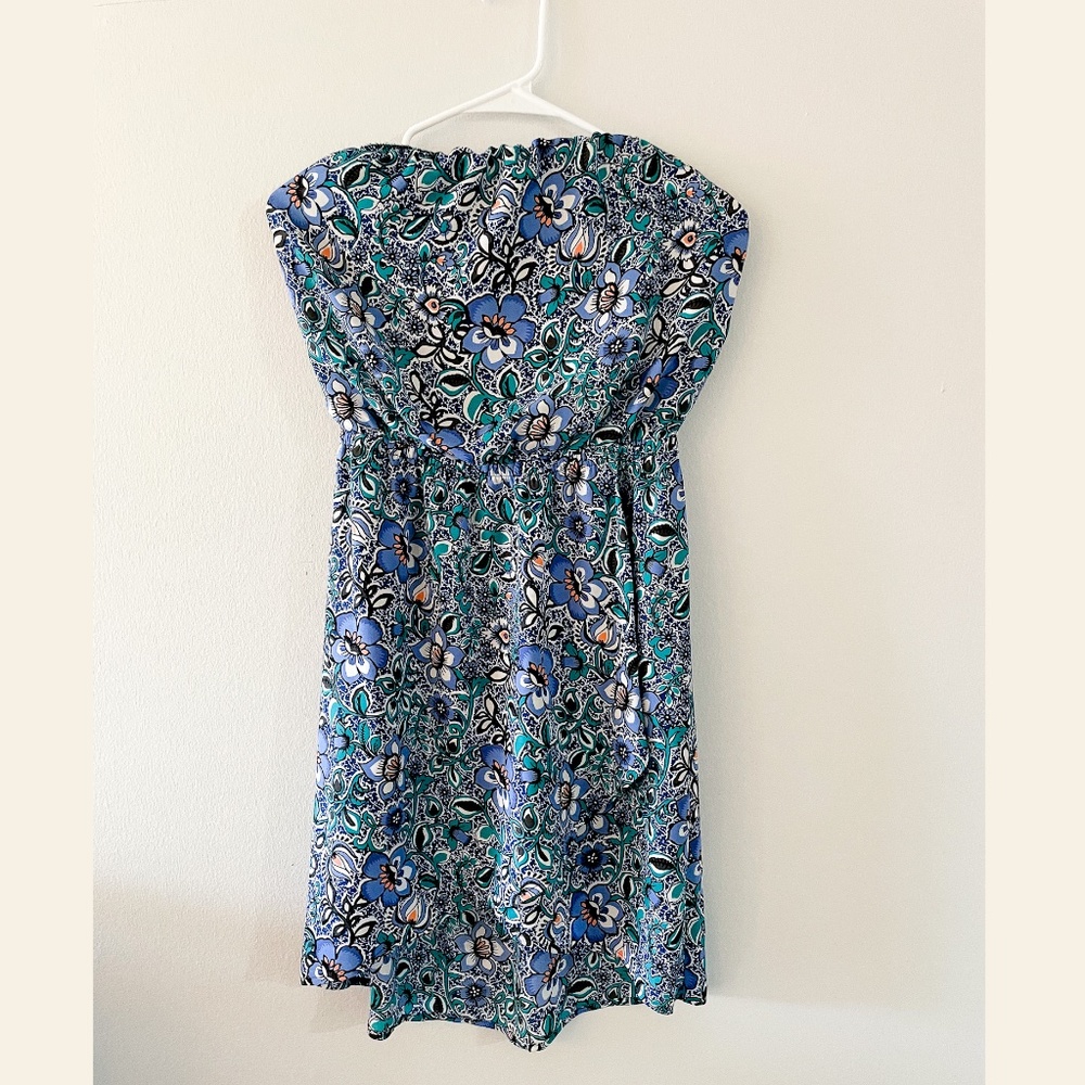 Express Floral Strapless Floral Dress